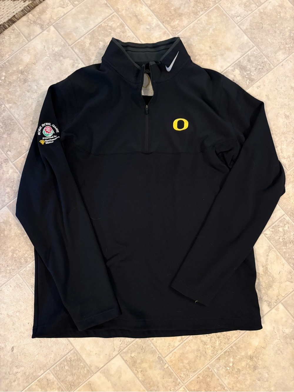 Nike Black Quarter-Zip Pullover with Yellow O Logo